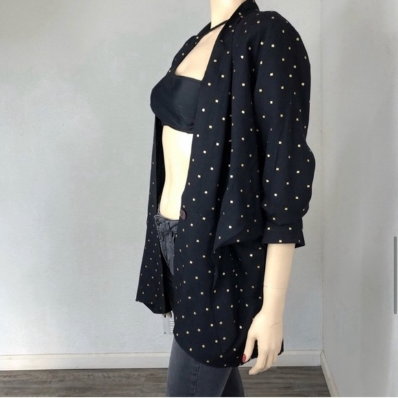 Vintage Sequel jacket/blazer V-neck long sleeve tie front black - Picture 12 of 13